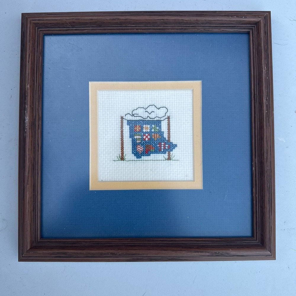 Mini Needlepoint Art Framed And Matted Of A Quite Country Chic‎ Handmade
